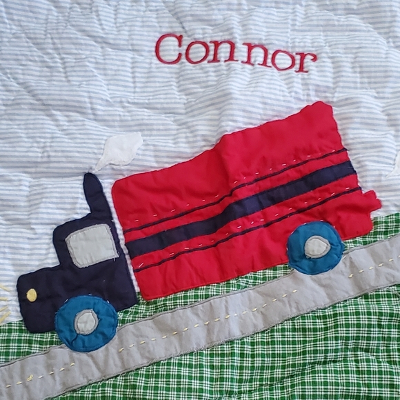 Pottery Barn kids Truck Quilted & Appliqued Pillow Sham - multi-colored patterns - Picture 2 of 9